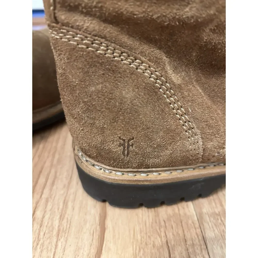 Frye Russell Chukka Tan Suede Leather Boots Men Sz 12 Lace Up Stylish Durable